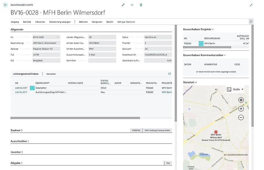 Detailansicht eines Angebots im Angebotsbuch von MEGABAU