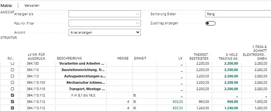 Übersicht zur Verwaltung und Abwicklung von Subunternehmern in MEGABAU