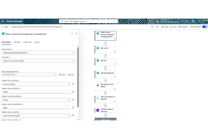 Grafische Darstellung eines Freigabe-Workflows in Power Automate