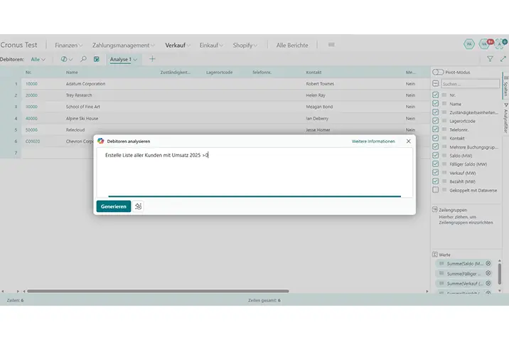 Überarbeitete Dashboard-Ansicht in Business Central
