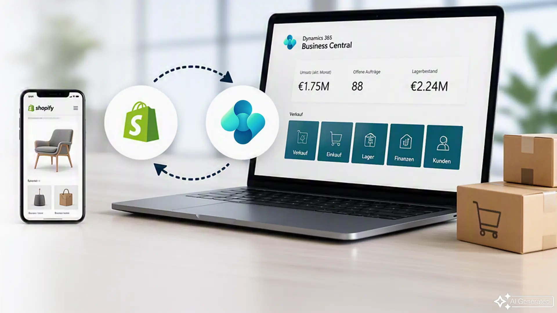 Integration zwischen Shopify und Microsoft Dynamics 365 Business Central mit automatischem Datenaust