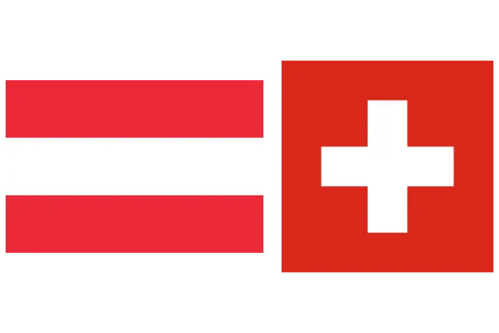 Flaggen von Schweiz und Österreich nebeneinander